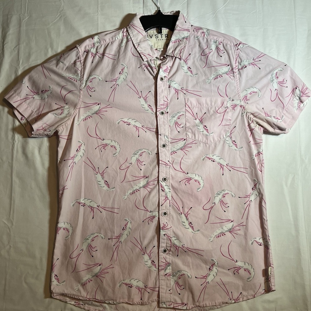 VSTR Premium button down with shrimp print size Large